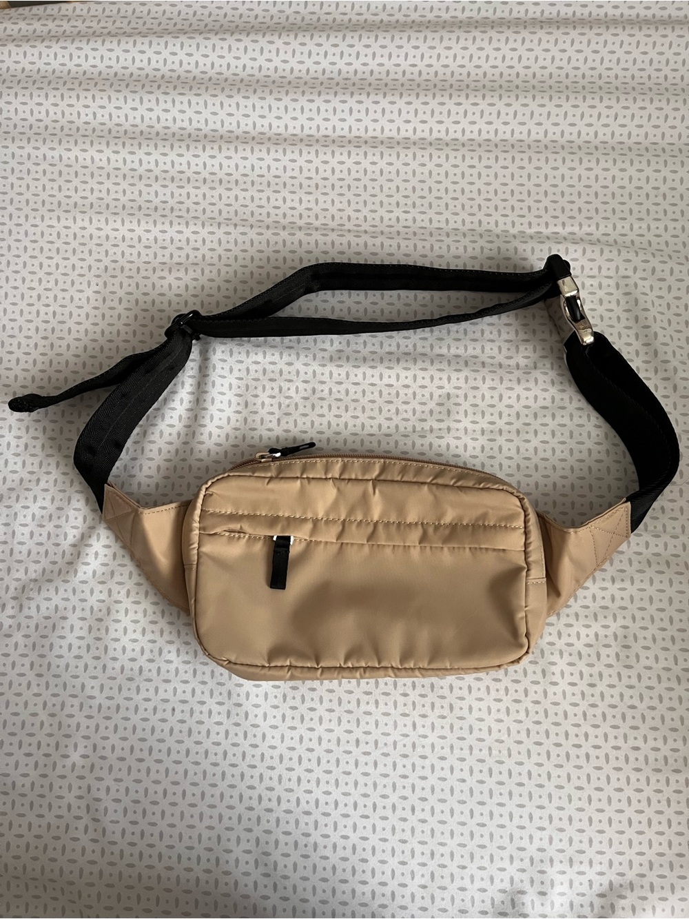 Main Character Beige Belt Bag with Black Strap